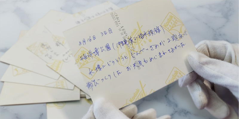 写真の裏面に手書きのメッセージ